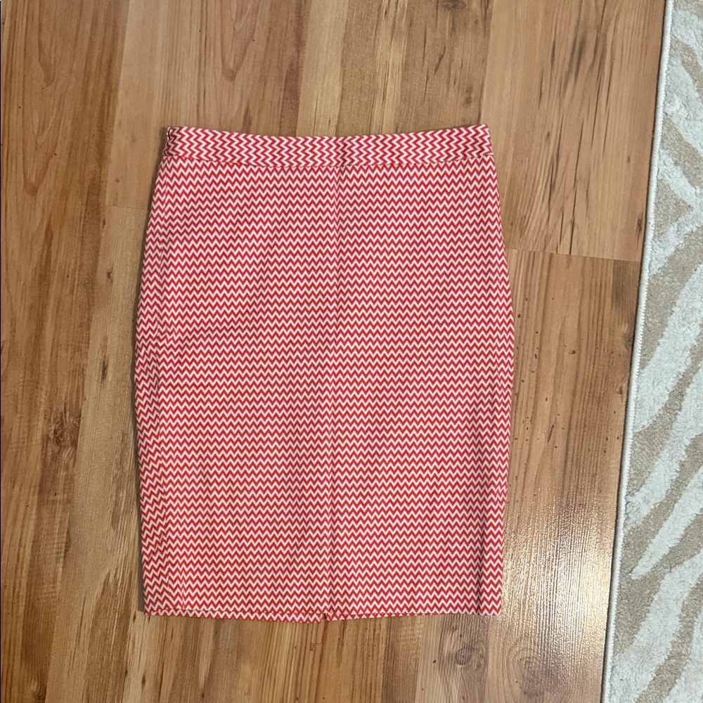 The Limited Red and White Herringbone Pencil Skirt